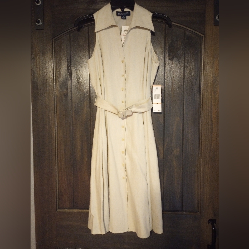 Jones New York Cream Sleeveless A-Line Midi Dress-Small-NWT